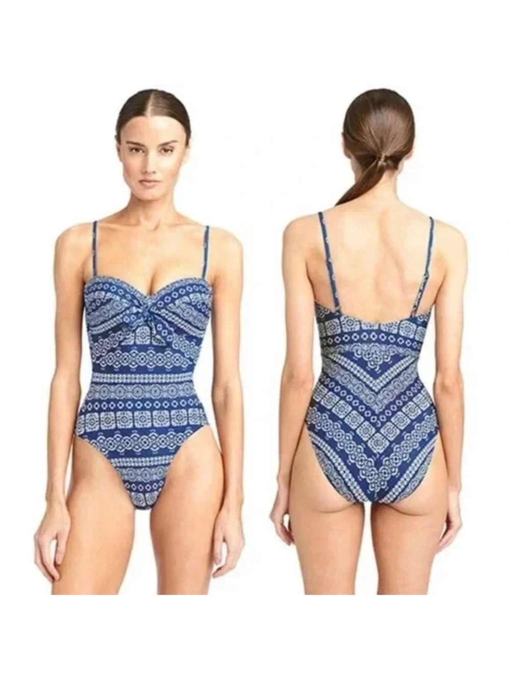Robin Piccone Womens Isla Bandeau One-Piece Swimsuit Cornflower Size 8